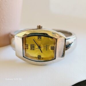 Faded Glory Womens‎ Gold Tone Bangle Cuff Watch Quartz Japan Movement Pre-owned
